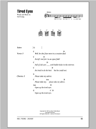 Cinnamon girl, down by the river, everybody knows this is nowhere, losing end, round & round (it won't be long). Neil Young Tired Eyes Sheet Music Pdf Notes Chords Folk Score Guitar Chords Lyrics Download Printable Sku 98064
