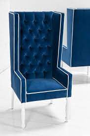 Ultra Tall Mod Wing Dining Chair In Royal Blue Velvet Dining Room Blue Blue Velvet Dining Chairs Velvet Dining Chairs