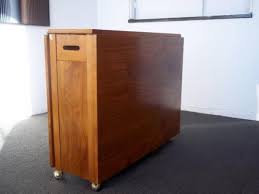 Mid Century Modern Teak Drop Leaf Folding Table With Hidden Chairs Local Pickup Drop Leaf Table Leaf Table Folding Table