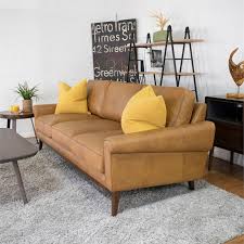 Interest free afterpay and zip pay. Mid Century Modern Vera Cognac Tan Leather Sofa Ash3758