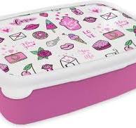 Broodtrommel Roze - Lunchbox - Brooddoos - Meiden - Liefde - IJs - Patronen  - Girl -... | bol