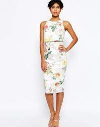 Asos Crop Top Midi Pencil Dress In Botanical Floral Shopperboard
