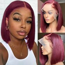 Amazon.com : XNJ Skunk Stripe Wig Red With Black Highlights Lace Front Wig  Human Hair 13X4 HD Lace Front Wig Burgundy Colored Straight Wigs Pre  Plucked With Baby Hair 150% Density Natural