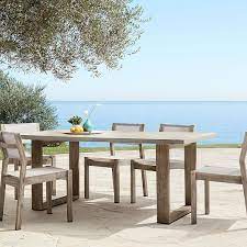 All of our teak furniture features resin wicker and grade a teak. Portside Concrete Outdoor Dining Table