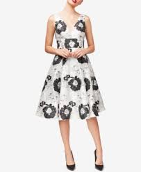 Betsey Johnson Floral Jacquard Fit Flare Dress Macys Com Floral Cocktail Dress Betsey Johnson Dresses Tea Length Dresses