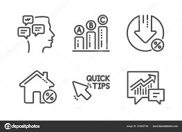Quick Tips Graph Chart And Messages Icons Set Loan Percent
