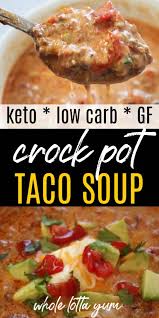 Low Carb Taco Soup Recipe Crock Pot Stovetop Recipe Crock Pot Tacos Taco Soup Crock Pot Slow Cooker Tacos