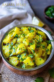 Batata Bhaji Shweta In The Kitchen Recipe Chapati Recipes Potato Side Dishes Indian Potato Recipes