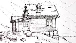 Drawing A Cabin Landscape 1 2 Line Art Youtube There were no how to draw books with tips for drawing perspective in exercise one: drawing a cabin landscape 1 2 line art