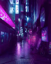 Tomer meltser shared his workflow and discussed the way he builds the lighting, creates materials and crafts. Tokyo Hikari æ±äº¬ ã²ã‹ã‚Š Synthcity Synthwave City Street Photography Cyberpunk Night Photography Phot City Streets Photography Dark Purple Aesthetic Neon Noir