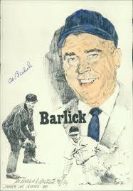 Al Barlick Umpire and James Amore Signed 7x10 Lithograph JSA Authenticated 