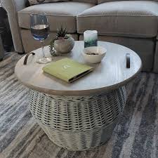 How To Make A Diy Wicker Storage Basket Tray Table In 2020 Wicker Baskets Storage Diy Coffee Table Simple Coffee Table