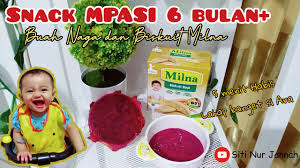 Pure, something that is innocent and cute. Menu Snack Mpasi 6m Puree Buah Naga Dan Biskuit Milna Youtube