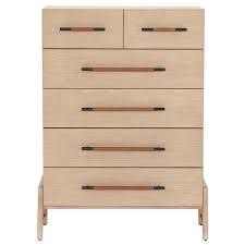 This chest of drawers with five drawers offers a contemporary storage solution for your bedroom. Matthew Modern Classic Brown Wood 6 Drawer Tall Chest Dresser Kathy Kuo Home