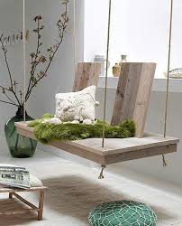 Indoor Wooden Swing And I Also Like The Mossy Light Green Blanket Home Decor Decor Home Deco