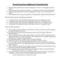 This is a series of lectures in videos covering chemistry the following diagram gives the steps to calculate the empirical formula when given the mass percentages. Percent Composition And Molecular Formula Worksheet Mole Unit Molecules