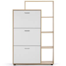 C'est pourquoi nous vous proposons toute une sélection de rangements à chaussures qui sauront certainement répondre à vos attentes ! Meuble A Chaussures Hetre Et Blanc 3 Portes Avec Etageres Id Market