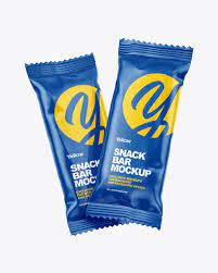 Download Two Matte Snack Bars Mockup In Flow Pack Mockups On Yellow Images Object Mockups