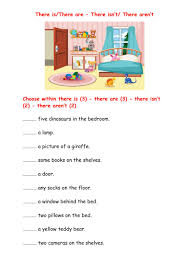 Look at the pictures and complete the sentences with. There Is There Are There Isn T There Aren T Worksheet