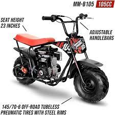 Mega Moto Gas Mini Bike 105cc 3 5hp Without Suspension Mm B105 Rb Red In 2021 Mini Bike Bike Black And Red
