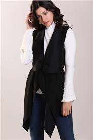 Sal Yaka Siyah Suet Yelek Kadin Moda Stilleri Kadin Olmak