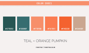 Teal and orange fall opposite of each other on the color wheel which make them the perfect color pair in any blog design. Pumpkin And Teal Color Scheme Color Palette 24 I Take You Wedding Readings Wedding Ideas Wedding Dresses Wedding Theme