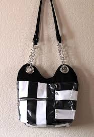Black And White Striped Purse Fabric And Vinyl Black And White Striped Shiny Purse Shoulder With Images Striped Purse White Stripe Black And White