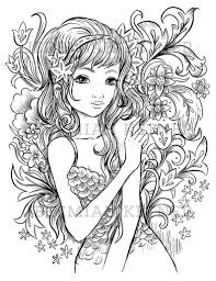 Flower Shower Coloring Page Etsy In 2020 Mermaid Coloring Pages Fairy Coloring Pages Detailed Coloring Pages