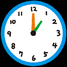 時計のイラスト 「30分毎の時間・長針・短針」 | かわいいフリー素材集 ...