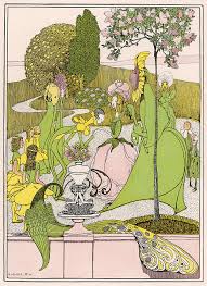 Download garden scene images and photos. A Beautiful Garden Scene With Drawing By Mary Evans Picture Library