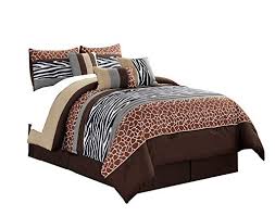 Rated 5.00 out of 5. Wpm 7 Piece Animal Print Comforter Set Coffee Brown Beige White Zebra Giraffe Embroidered Bed In A Bag Bedding Pancho King Buy Online In Dominica At Dominica Desertcart Com Productid 110537820