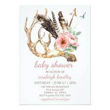 Boho Floral And Antler Baby Shower Invitation Zazzle Com In 2021 Floral Baby Shower Invitations Antler Baby Shower Baby Shower Invitations