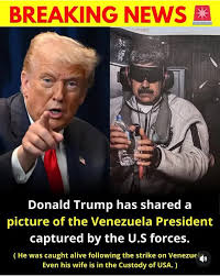 US President Donald Trump has shared a picture of the Venezuela President  captured by the U.S forces.