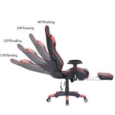 ficmax gaming chair large size executive racing style computer with lumbar massage support and retractible footrest red black gaming chair racing chair chair