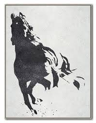 Black And White Canvas Painting Abstract Black White Horse Hand Made Extra Large Canvas Por Celineziangart Horse Canvas Painting Abstract Horse Painting Minimal Painting
