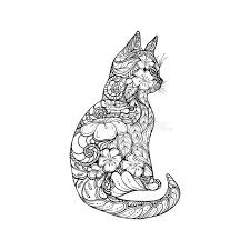 Appliquée au dessin artistique et industriel. L Illustration Du Dessin De Decoupe Du Chat Dessin Artistique De Chat A Decore Des Fleurs Fraiches Modeles Noirs Et Blancs D I Illustration De Vecteur Illustration Du Decoupe Artistique 151533789