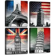 Текстиль «rich line home decor». Black And White World Famous Buildings Home Wall Art Decor Canvas Print Homes Decoration Europe Architecture