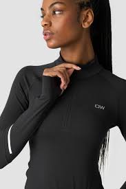 Everyday Long Sleeve 1/4 Stripe Zipper Black