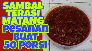 Sambal is a chili sauce or paste, typically made from a mixture of a variety of chili peppers with secondary ingredients such as shrimp paste, garlic, ginger, shallot, scallion, palm sugar, and lime juice. Sambal Terasi Matang Buat Pesanan 50 Porsi Youtube