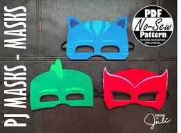 Als emelies geburtstag sich näherte, dachte ich, dass ich wohl zum 4. Pj Masks No Sew Mask Patterns Catboy Gekko Owlette Etsy
