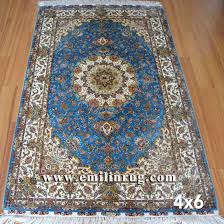 Get 5% in rewards with club o! China Hand Knotted Persian Silk Rug 400 Lines Traditional Design Blue Color 4x6 Size China Hand Knotted Persian Silk Rug And Hand Knotted Silk Rug Price