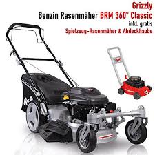 Grizzly Benzin Rasenmaher 4 Takt Motor Robustes Stahlgehause 360 Grad Bewegliche Vorderrader Zentr Outdoor Power Equipment Riding Lawnmower Push Lawnmower