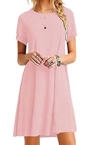 Yming Women Summer Casual T Shirt Dresses A Line Swing Simple Multicolor Mini Dress Plus Size At Pink T Shirt Dress Beautiful Casual Dresses Mini Shirt Dress