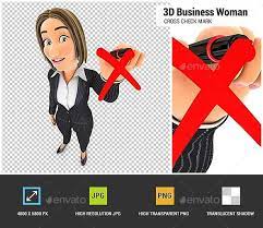 3d Business Woman Drawing Red Cross Check Mark Woman Drawing Business Women Red Cross