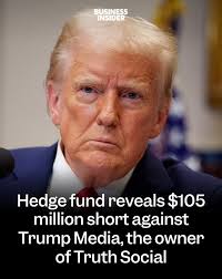 Qube Research's net short position in Trump Media & Technology Group  represents 2.5% of the Truth Social owner's outstanding shares. (Credit:  Getty Images) #donaldtrump #trump #truthsocial
