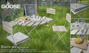 From sets with highback chairs to those. Second Life Marketplace Goose Garden Cafe Natural Wood Bistro Set