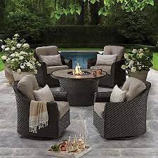 Member S Mark Agio Heritage 5 Piece Outdoor Fire Pit Chat Set With Sunbrella Fabric Outdoor Patio Furniture Sets Outdoor Patio Decor Best Outdoor Furniture