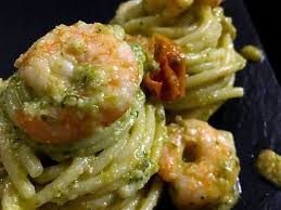 Spaghetti With Zucchini Pesto Shrimp And Cherry Tomatoes Recipe Italian Recipes Food Recipes