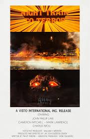 Night Train to Terror (1985) – This is an anthology horror movie in which  God and Satan ride a train and discuss the fates of people told in three  separate stories. Available