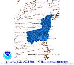 With the storms hitting new jersey after midnight. Storm Prediction Center Severe Thunderstorm Watch 206